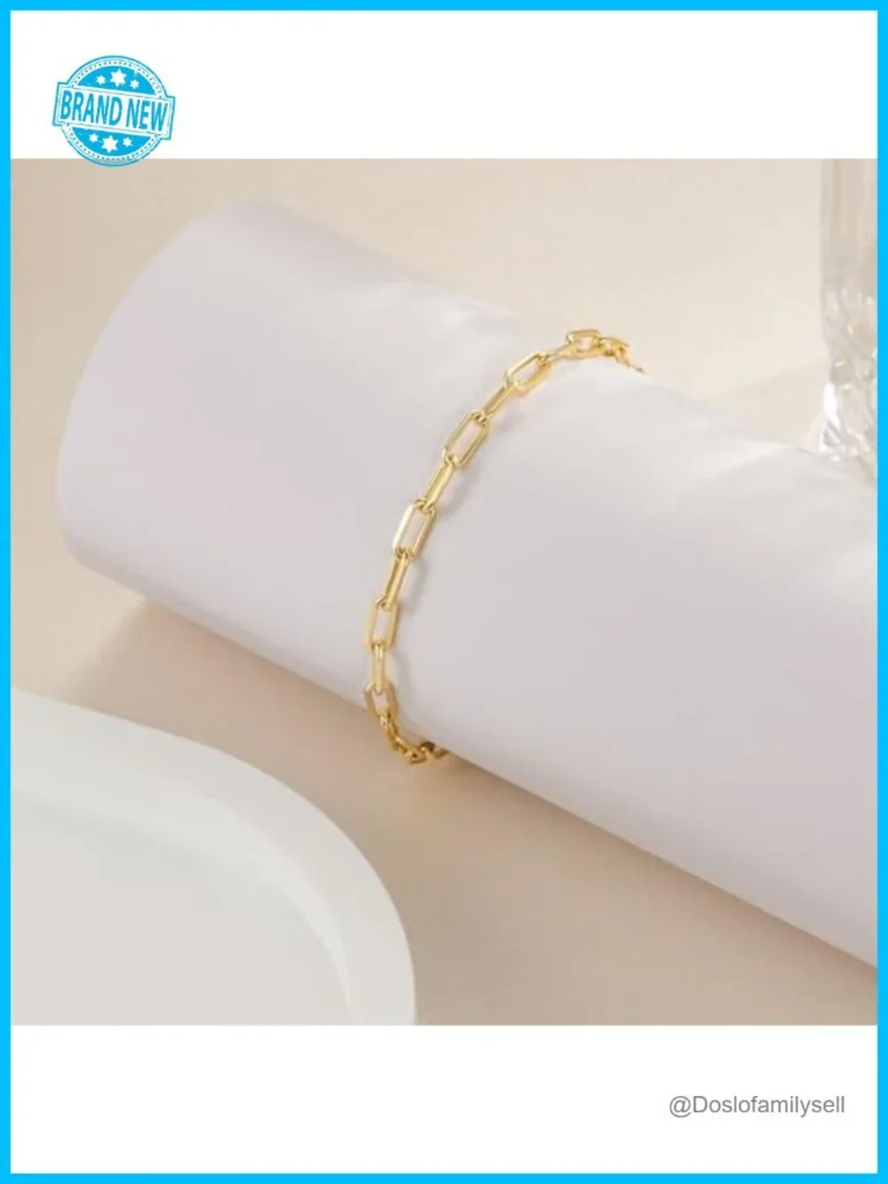 14K Gold Plated Paperclip Chain Bracelet Stackable Dainty Jewelry 6.5-9in